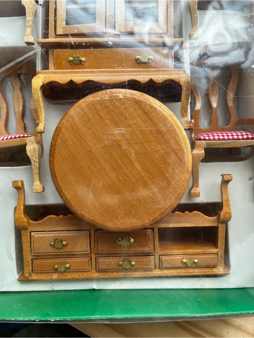 Vtg Albert E. Price 7-piece wooden dining room dollhouse furniture set COMPLETE - Picture 2 of 10
